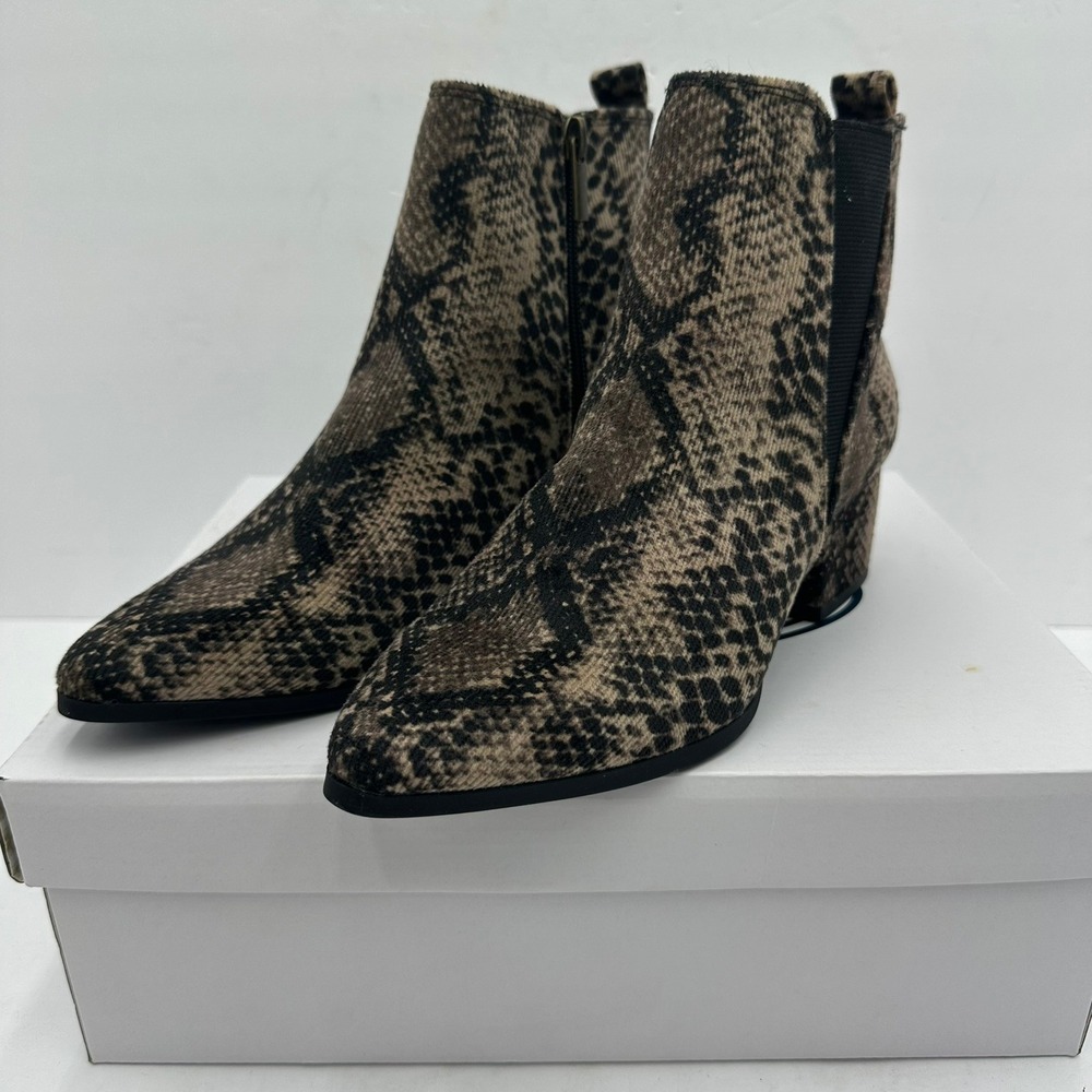Scoop Womens Whimisgoth Snakeskin Faux Suede Ankle Boots Size 6.5 Western Boho